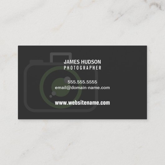 モダンな写真撮影の緑の白い灰色 名刺 (裏面)