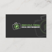 モダンな写真撮影の緑の白い灰色 名刺 (正面)