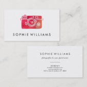 モダンな写真撮影の赤い水彩画の質 名刺 (正面/裏面)