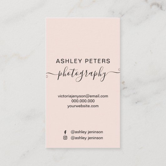 モダンな写真撮影の赤面のピンクの大理石の原稿の写真 名刺 (裏面)