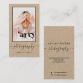 モダンな写真撮影の黒のクラフトの原稿の写真 名刺 (正面/裏面)