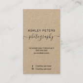 モダンな写真撮影の黒のクラフトの原稿の写真 名刺 (裏面)