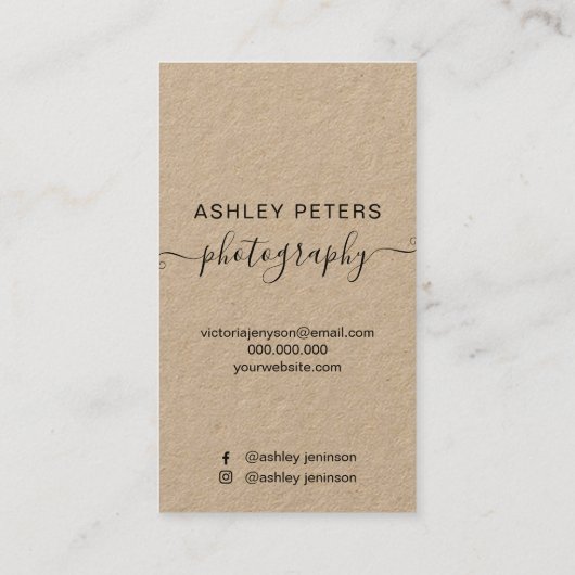 モダンな写真撮影の黒のクラフトの原稿の写真 名刺 (裏面)