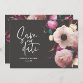 モダンな写真撮影 フラワーの結婚式 Save the Date セーブザデート (正面/裏面)