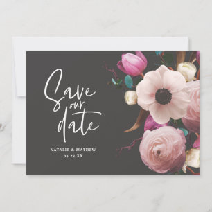 モダンな写真撮影 フラワーの結婚式 Save the Date セーブザデート