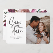 モダンな写真撮影 フラワーの結婚式 Save the Date セーブザデート (正面/裏面)