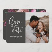 モダンな写真撮影 フラワーの結婚式 Save the Date セーブザデート (正面/裏面)