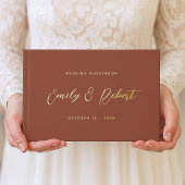 モダンな写真結婚式のテラコッタゴールド手書き風デザイン ゲストブック