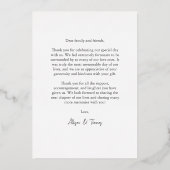 モダンな写真結婚式 金箔サンクスカード 箔招待状 (裏面)