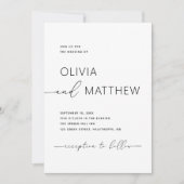 モダンな写真結婚式 + QRコード | シンプルなタイポグラフィ 招待状 (正面)