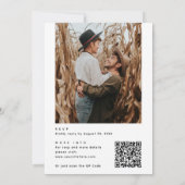 モダンな写真結婚式 + QRコード | シンプルなタイポグラフィ 招待状 (裏面)