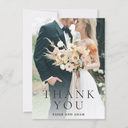 モダンな写真編集スタイルの結婚式 サンキューカード (正面)