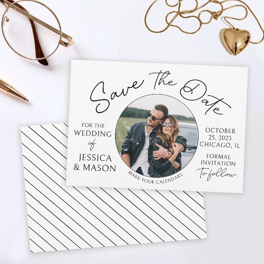 モダンな写真 保存日 結婚式招待状 招待状