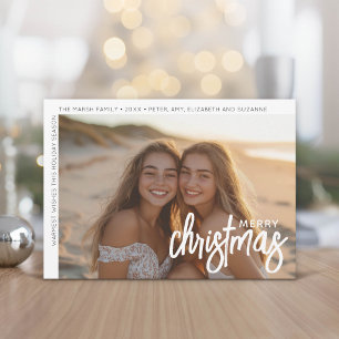 モダンな写真 - 白い細枠オフセットで明るいクリスマスデザイン シーズンカード