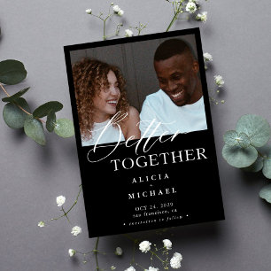 モダンな写真 白黒 シンプルな結婚式 セーブザデート