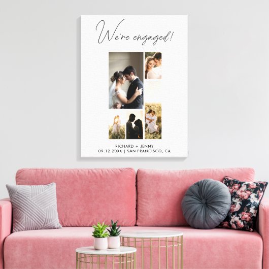 モダンな写真 私たちは婚約しました 婚約のお祝い キャンバスプリント (インサイチュ (リビング))
