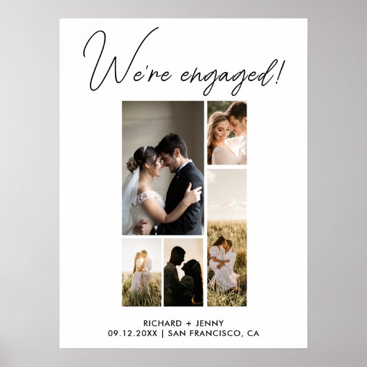 モダンな写真 結婚するよ! 結婚発表パーティー ポスター (正面)