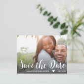 モダンな写真 黒と白の結婚式のSave the Date ポストカード (スタンド正面)