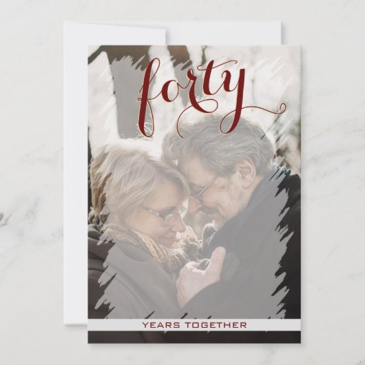 モダンな写真 40周年結婚記念日 招待状 (正面)