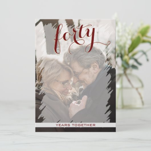 モダンな写真 40周年 結婚記念日 招待状 (スタンド正面)