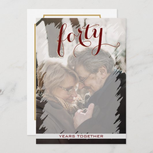 モダンな写真 40周年 結婚記念日 招待状 (正面/裏面)