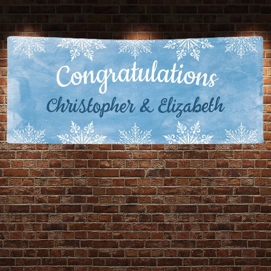 モダンな冬のお祝い 婚約 結婚 横断幕