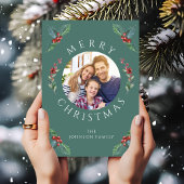 モダンな冬のグリーン クリスマスの写真 シーズンカード