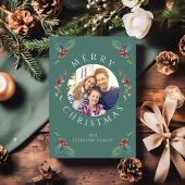 モダンな冬のグリーン クリスマスの写真 シーズンカード