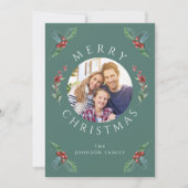 モダンな冬のグリーン クリスマスの写真 シーズンカード (正面)