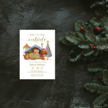 モダンな冬のファーマーズマーケット テディベア ベビーシャワー