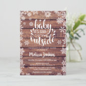 モダンな冬のベビーシャワー Rustic Winter Baby Shower 招待状 (スタンド正面)