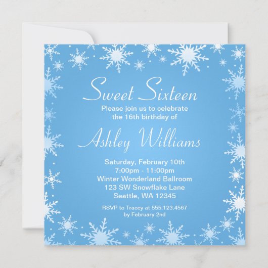 モダンな冬の不思議の国の菓子16の誕生会 招待状 (正面)