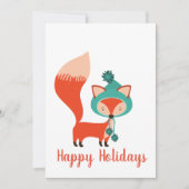 モダンな冬の帽子をかぶったキツネ シーズンカード (正面)