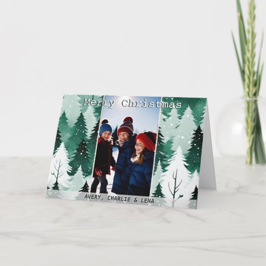 モダンな冬の木々 雪景色 写真1枚 クリスマス (正面)