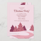 モダンな冬の森のクリスマス パーティー 招待状 (正面/裏面)