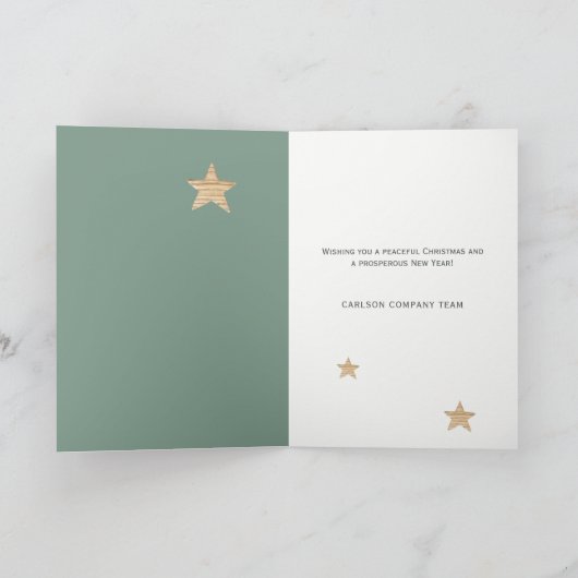 モダンな冬の森の乾燥した枝の松の法人 シーズンカード (内部)