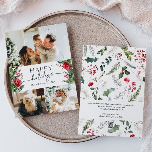 モダンな冬の植物カスタムメッセージ写真 シーズンカード