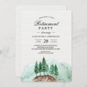 モダンな冬の水彩画 フォレストグリーン 自然の招待状 招待状 (正面/裏面)