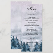 モダンな冬の水彩画 フォレスト ブルー メニュー (正面/裏面)
