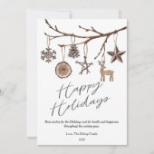 モダンな冬の素朴な松の木のフラット シーズンカード (正面)