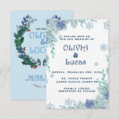 モダンな冬の結婚式の招待状 出欠カード (正面/裏面)