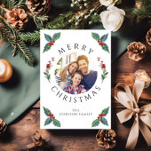 モダンな冬の緑のクリスマス写真 シーズンカード