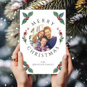 モダンな冬の緑のクリスマス写真 シーズンカード