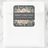 モダンな冬の花々 メリークリスマス スクエアシール (バッグ)