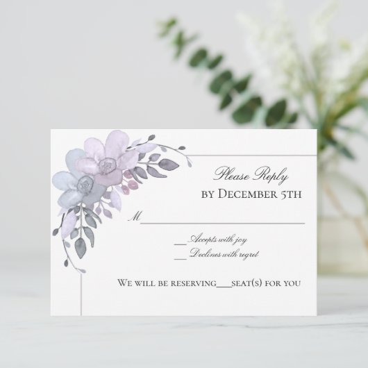 モダンな冬の花の招待状 招待状 (スタンド正面)