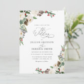 モダンな冬の花の結婚式 招待状 (スタンド正面)