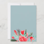 モダンな冬の赤と緑の花の水彩ウェディング 招待状 (裏面)