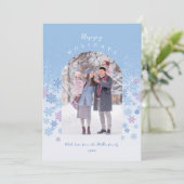 モダンな冬の雪の結晶で楽しいホリデー シーズンカード (スタンド正面)