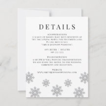 モダンな冬の雪の結晶の結婚式詳細カード