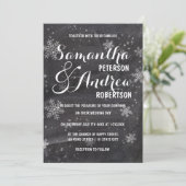 モダンな冬の雪の結晶 黒板 ウェディング 招待状 (スタンド正面)